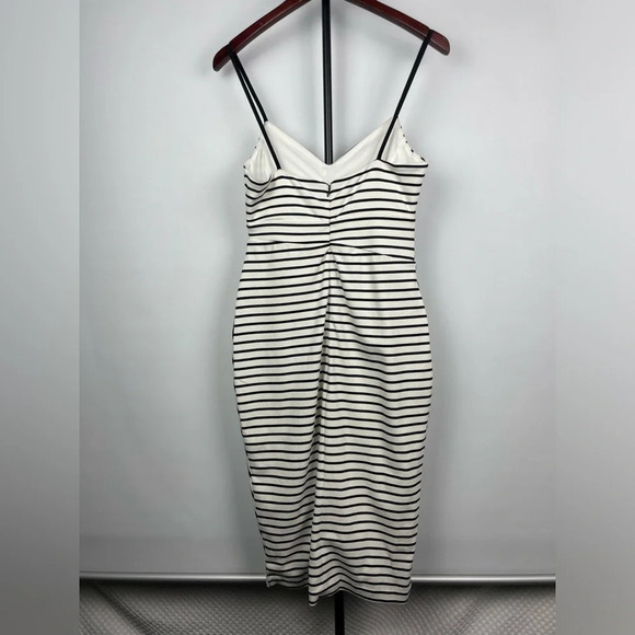 Bardot Black White Stripe Stretch Spaghetti Strap Sheath Dress - Picture 5 of 8